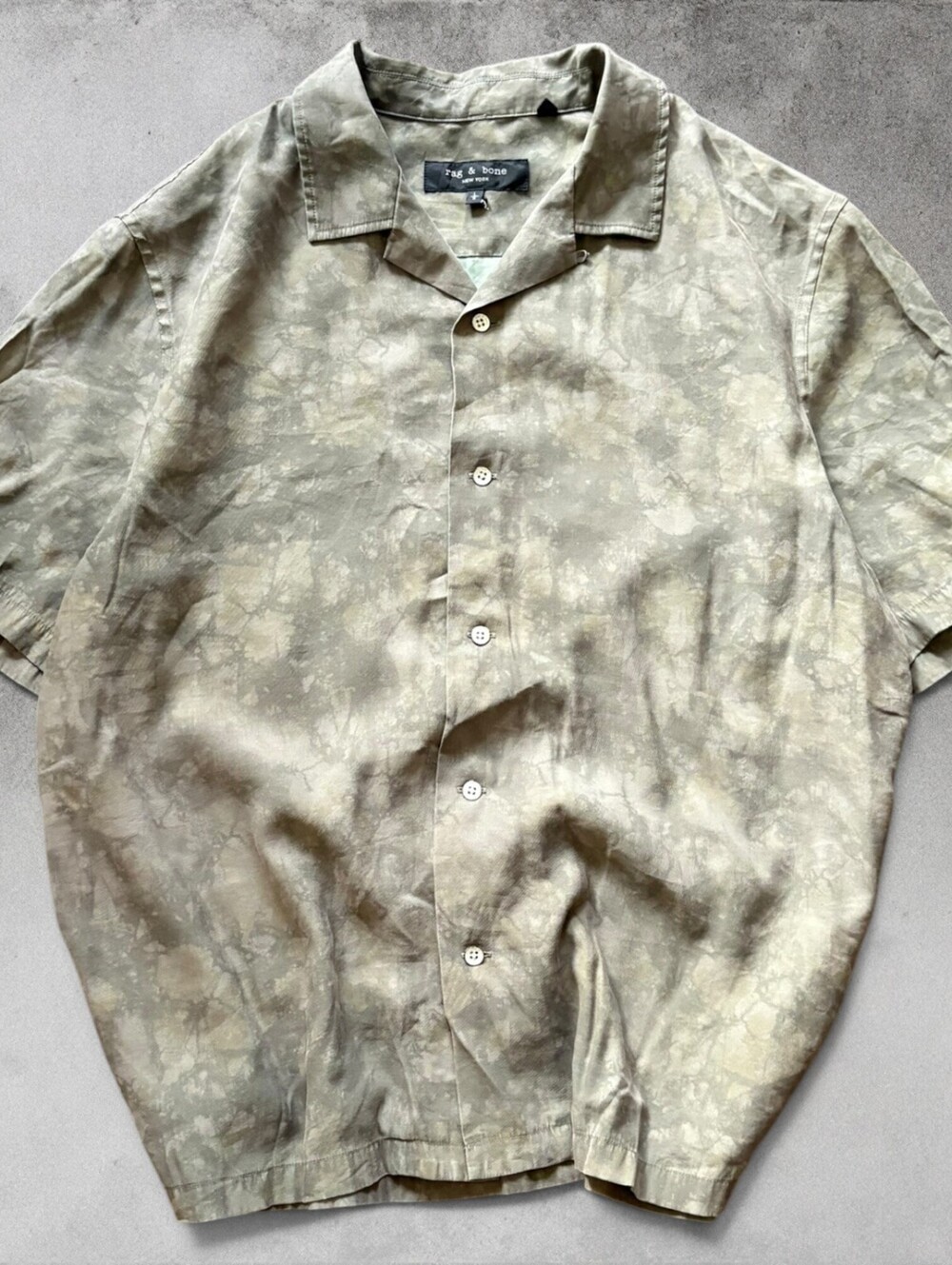 Vintage Rag & Bone Button Up 100% Silk Collared T-Shirt Mens Size Large Western